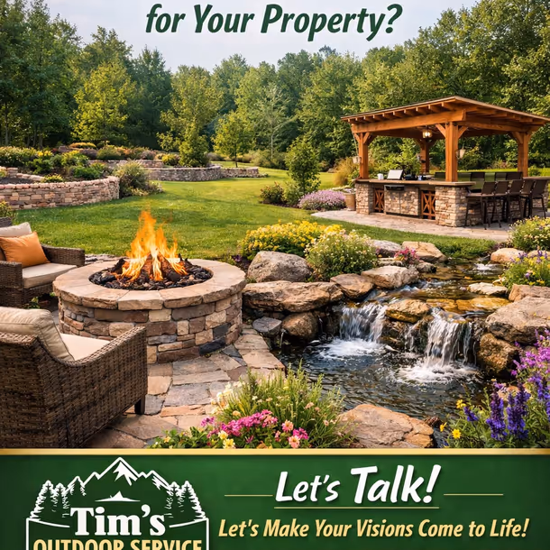 Lawn care and landscaping project by Tim's Outdoor Services